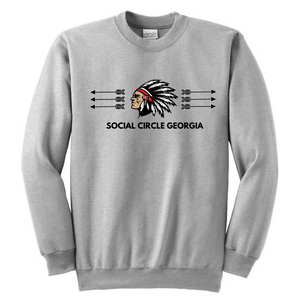 6 Arrows Redskins Mascot Logo Sweatshirt Grey
